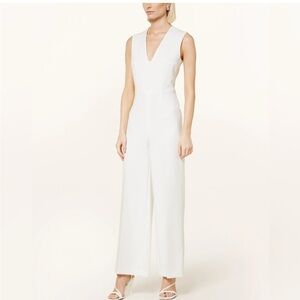 Calvin Klein White Wide-Leg Jumpsuit with Plunging V-Neck